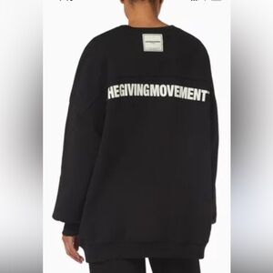 The Giving Movement Oversized Logo Crewneck Sweatshirt Black Size Small Organic